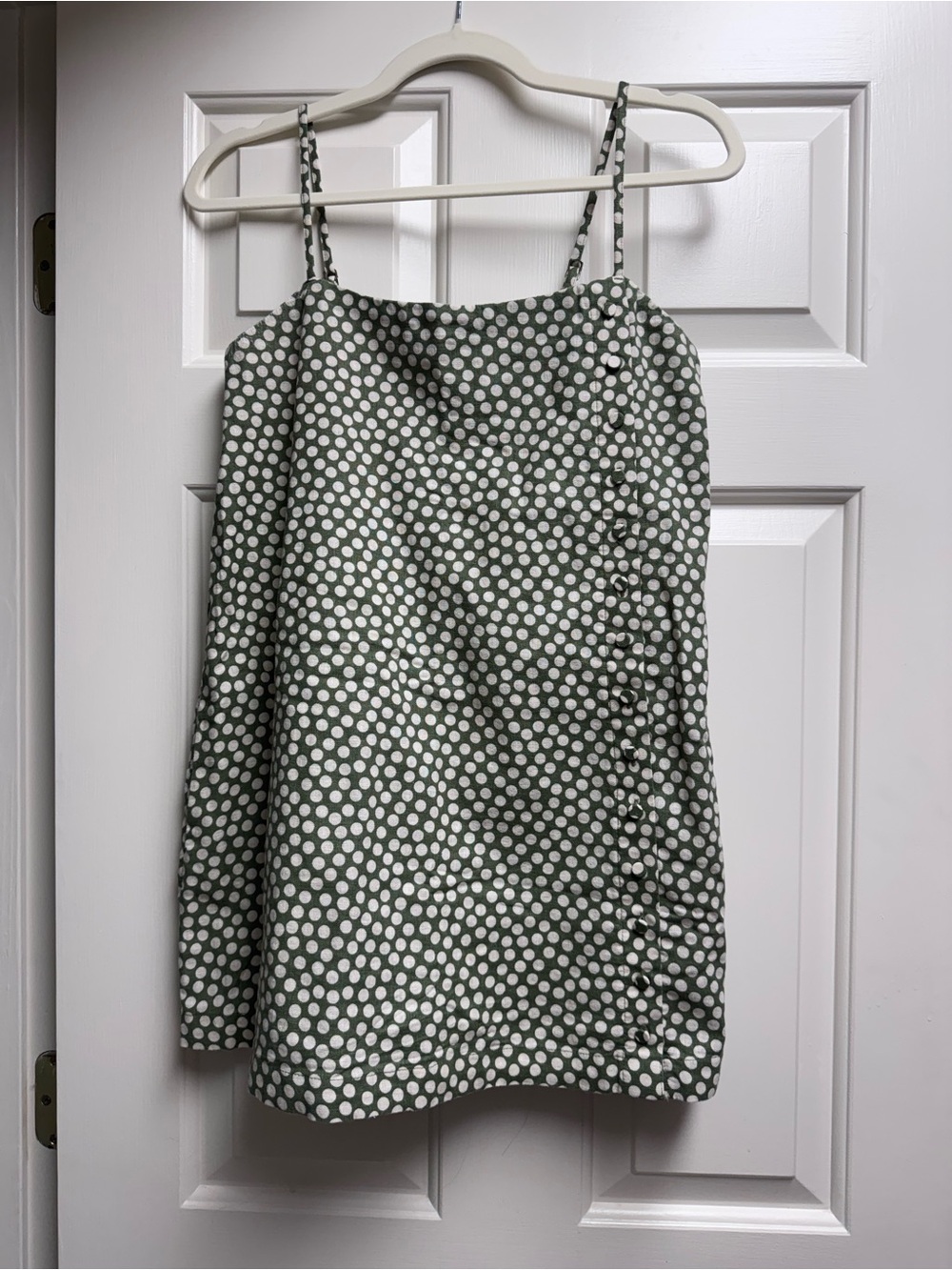 Abercrombie & Fitch Olive Green & White Polka Dot Spaghetti-Strap Romper